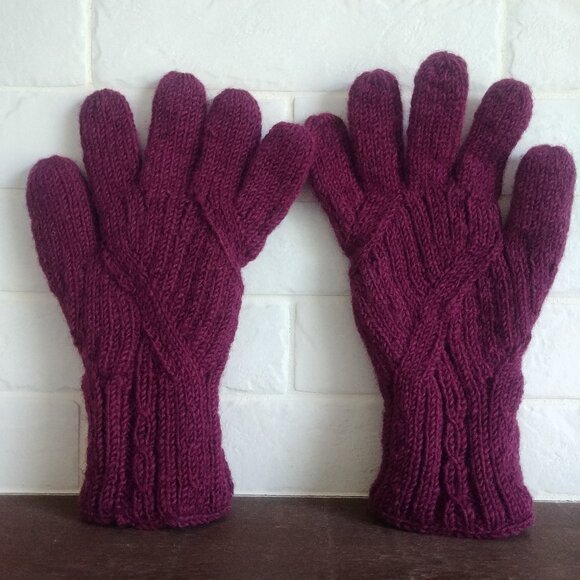Accessories - 100% wool knit gloves magenta purple approx M/L fit